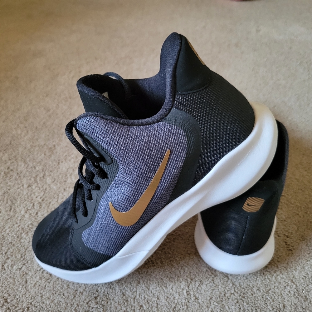 Nike Precision Mens Black and Gold Sneakers